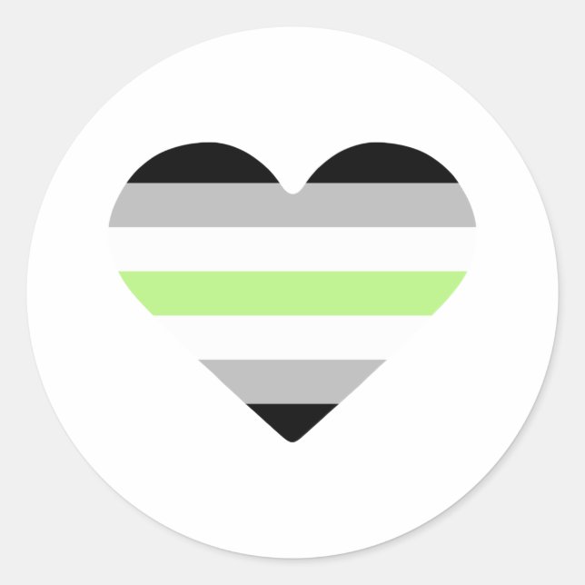 Sticker Rond Drapeau de fierté agender cœur (Devant)