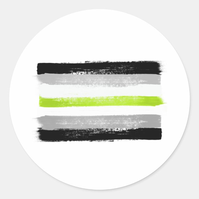 Sticker Rond Drapeau de fierté agender peint (Devant)
