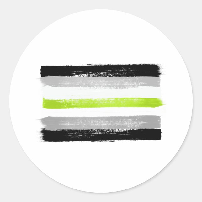 Sticker Rond Drapeau de fierté agender peint (Devant)