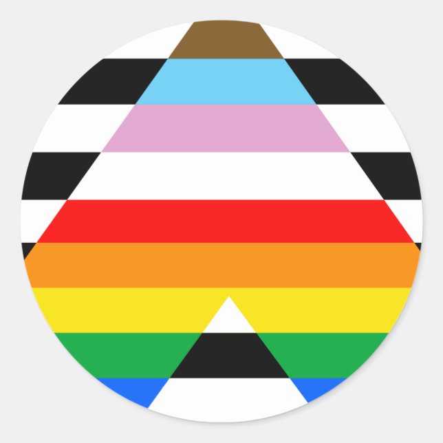 Sticker Rond Drapeau de fierté allié du progrès LGBTQ (Devant)