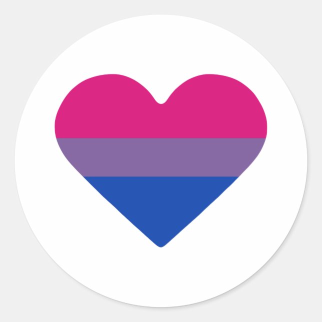 Sticker Rond Drapeau de fierté bisexuel Cœur (Devant)