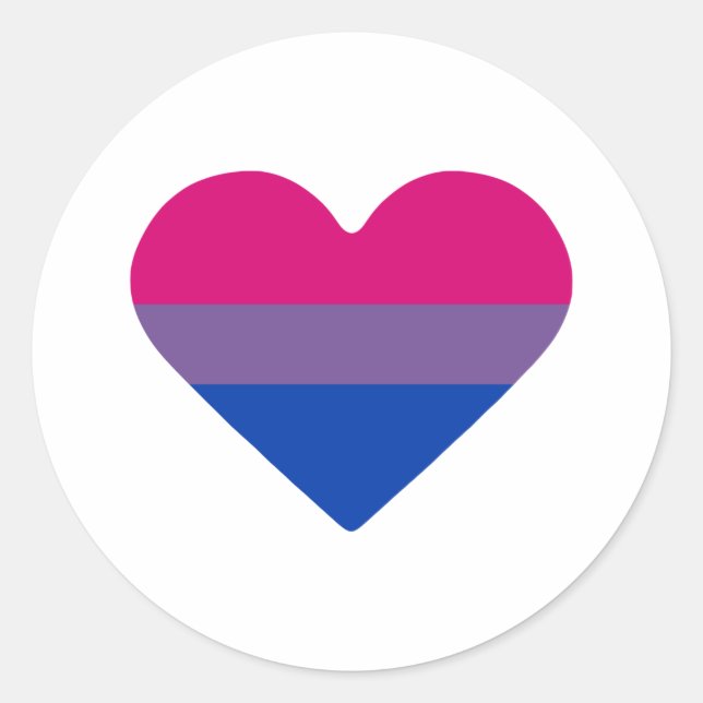 Sticker Rond Drapeau de fierté bisexuel Cœur (Devant)
