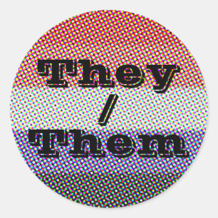 Sticker Rond Drapeau de fierté cupioromantique Pronoun Mod pers