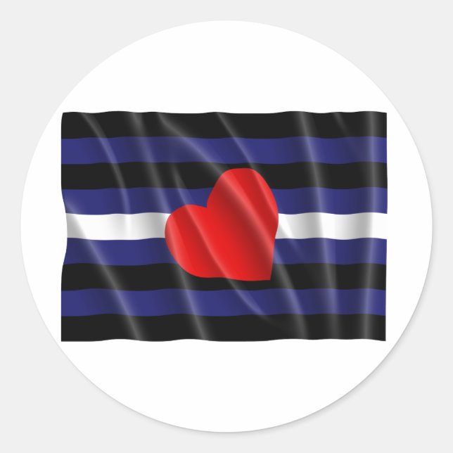 STICKER ROND DRAPEAU DE FIERTE EN CUIR FLOTTANT (Devant)