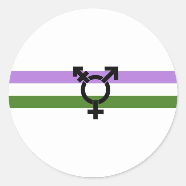 Sticker Rond Drapeau de fierté genderqueer (Devant)