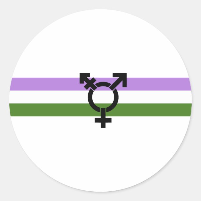 Sticker Rond Drapeau de fierté genderqueer (Devant)