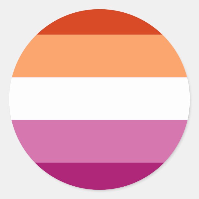 Sticker Rond Drapeau de fierté lesbienne (5 bandes) (Devant)