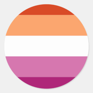 Sticker Rond Drapeau de fierté lesbienne (5 bandes)