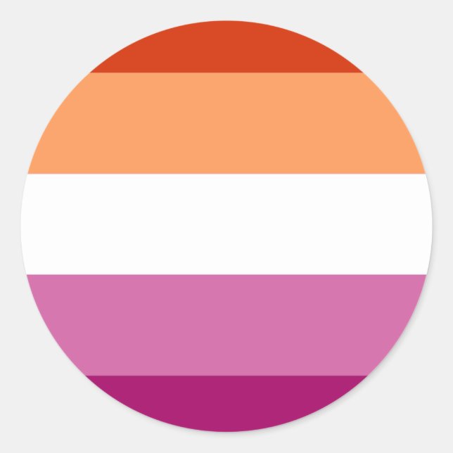 Sticker Rond Drapeau de fierté lesbienne (5 bandes) (Devant)