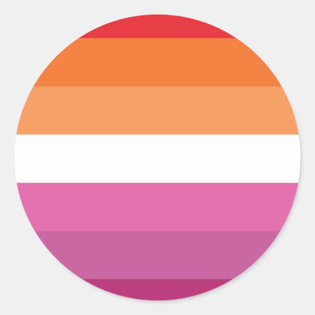 Sticker Rond Drapeau de fierté lesbienne (Coucher de soleil) (Devant)