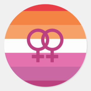 Sticker Rond Drapeau de fierté lesbienne WLW (Coucher de soleil