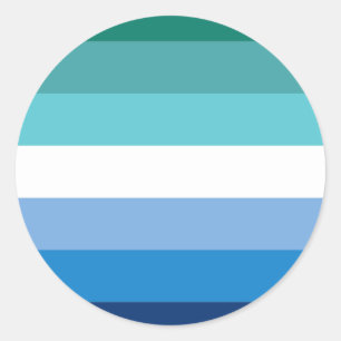 Sticker Rond Drapeau de fierté masculine gaie (Azure)
