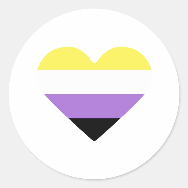 Sticker Rond Drapeau de fierté non binaire cœur (Devant)
