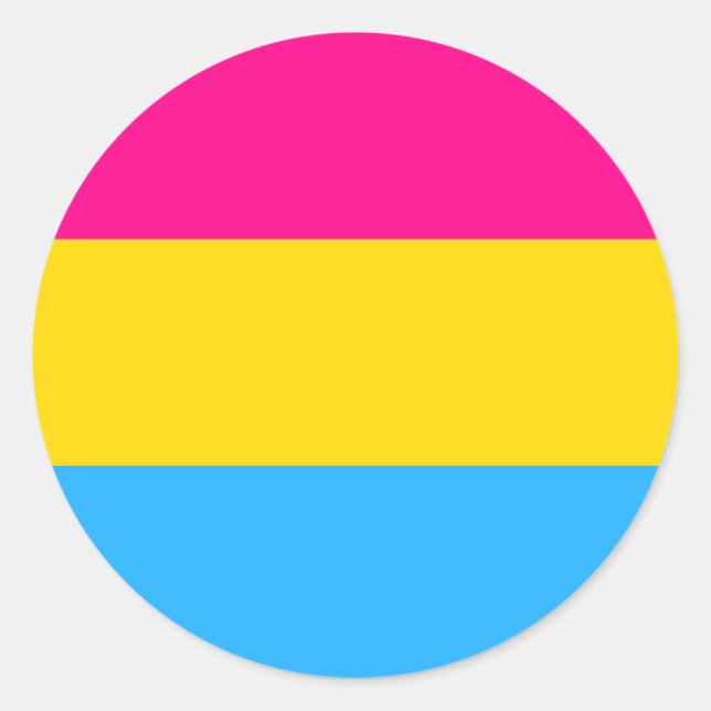 STICKER ROND "DRAPEAU DE FIERTÉ PANSEXUEL" (Devant)