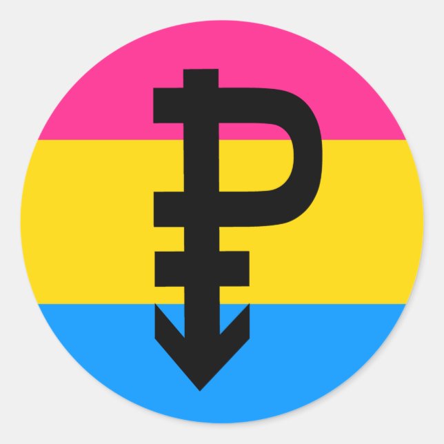Sticker Rond Drapeau de fierté pansexuelle (Devant)