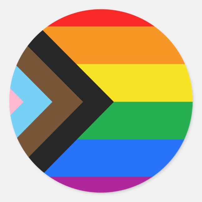 Sticker Rond Drapeau de fierté progressiste LGBTQ+ (Devant)