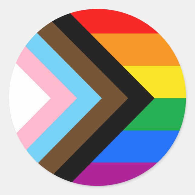 Sticker Rond Drapeau de fierté progressiste LGBTQ+ (Devant)