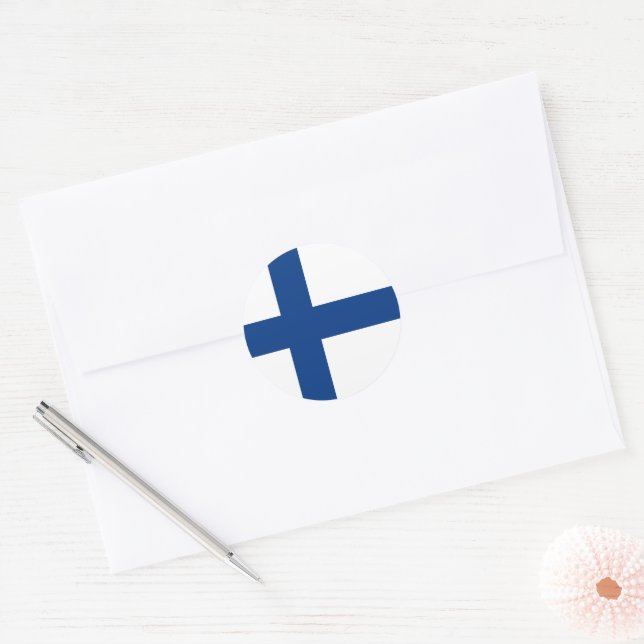 Sticker Rond Drapeau de Finlande (Enveloppe)