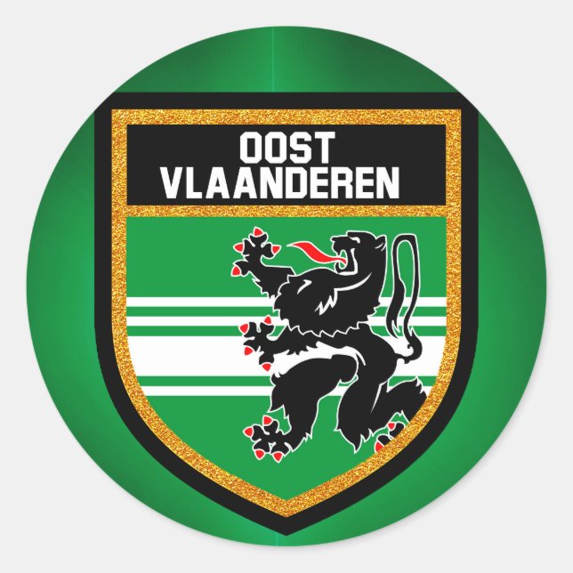 Sticker Rond Drapeau de Flandre orientale (Devant)