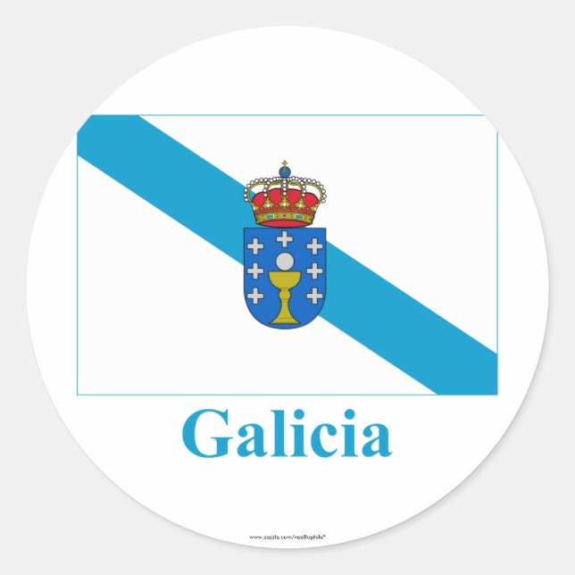 Sticker Rond Drapeau de Galice avec nom (Devant)