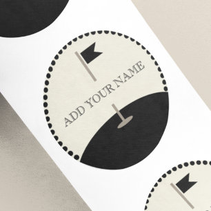 Sticker Rond Drapeau de golf avec texte personnalisé