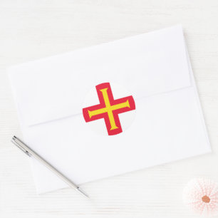 Sticker Rond Drapeau de Guernesey