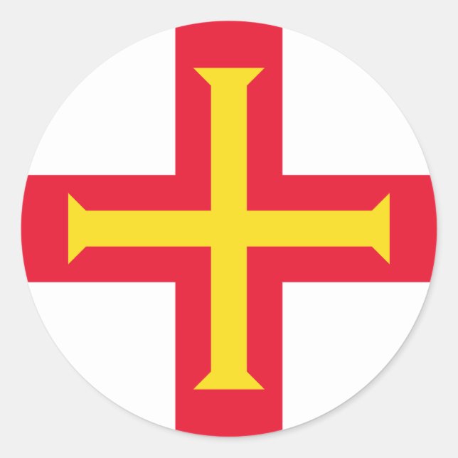 Sticker Rond Drapeau de Guernesey (Devant)