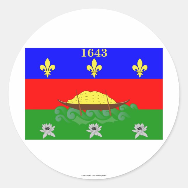 Sticker Rond Drapeau de Guyane (Devant)