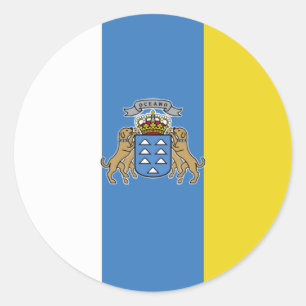 Sticker Rond Drapeau de haute qualité des Îles Canaries