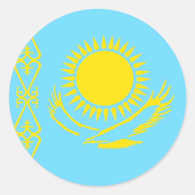 Sticker Rond Drapeau de haute qualité du Kazakhstan (Devant)
