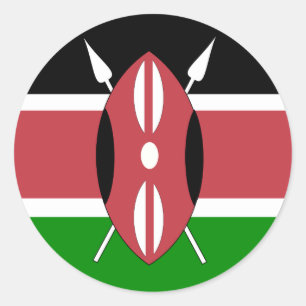 Sticker Rond Drapeau de haute qualité du Kenya