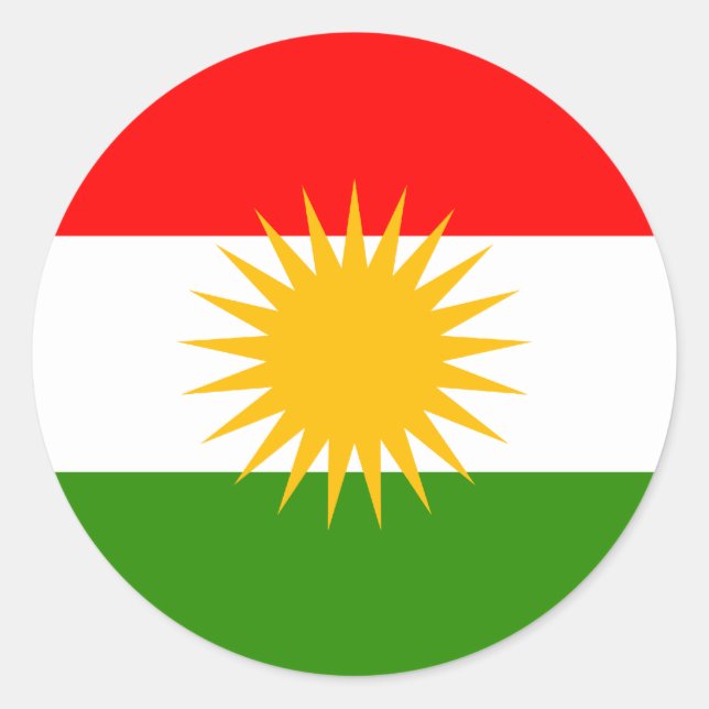 Sticker Rond Drapeau de haute qualité du Kurdistan (Devant)