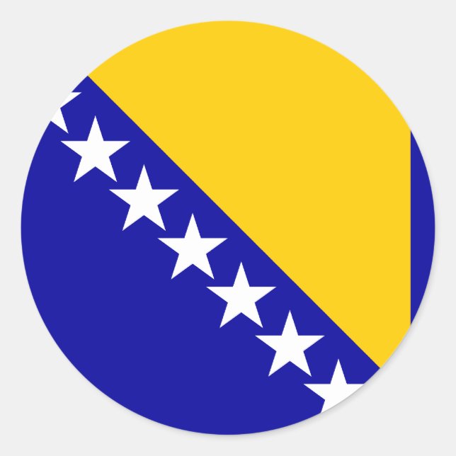 Sticker Rond Drapeau de haute qualité en Bosnie-Herzégovine (Devant)