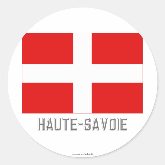 Sticker Rond Drapeau de Haute-Savoie avec nom (Devant)
