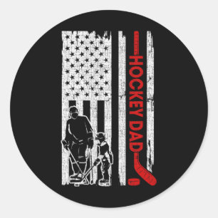 Sticker Rond Drapeau de hockey papa américain Fête des pères ca