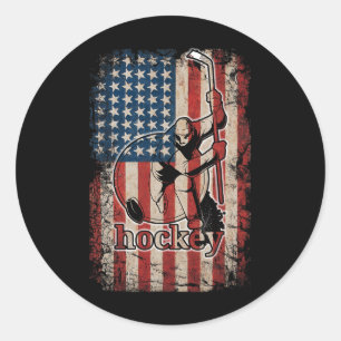 Sticker Rond Drapeau de hockey patriotique Usa américain pour l