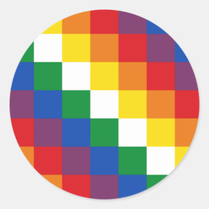 Sticker Rond Drapeau de Huipala/Wipala. Qulla andin Suyu. La