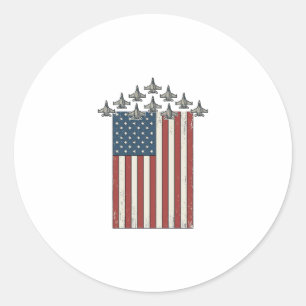 Sticker Rond Drapeau de jet de combattant patriotique dessin de