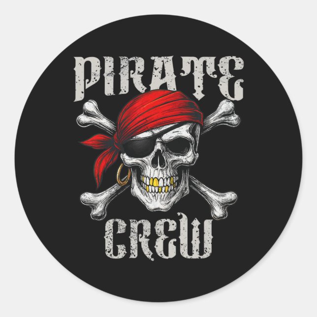 Sticker Rond Drapeau De Jolly roger De L'Équipage Pirate Et Tra (Devant)