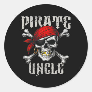 Sticker Rond Drapeau De Jolly roger De L'Oncle Pirate Et Traver