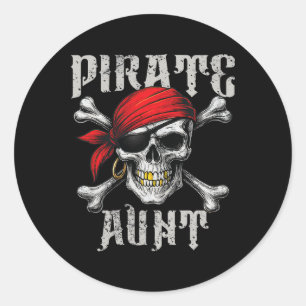 Sticker Rond Drapeau De Jolly roger De Tante Pirate Et Traverse