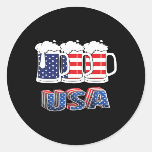 Sticker Rond Drapeau de la bière américaine 4 juillet Merica Us