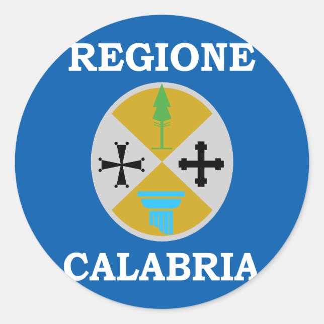 Sticker Rond Drapeau de la Calabre, Italie (Devant)