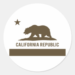 Sticker Rond Drapeau de la Californie - Brown