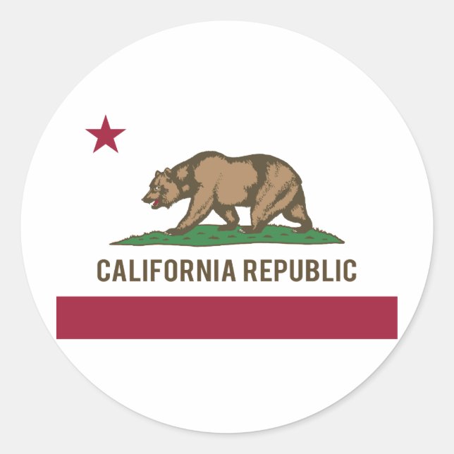 Sticker Rond Drapeau de la Californie - Couleur (Devant)