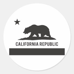 Sticker Rond Drapeau de la Californie - Noir