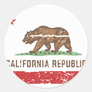 Sticker Rond Drapeau de la CALIFORNIE vintage