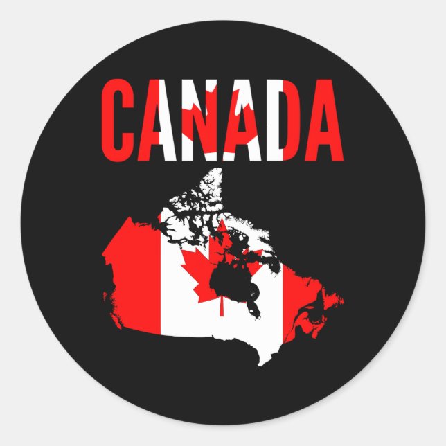 Sticker Rond Drapeau de la carte de pays du Canada canadien (Devant)