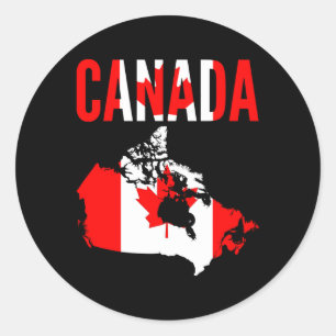Sticker Rond Drapeau de la carte de pays du Canada canadien