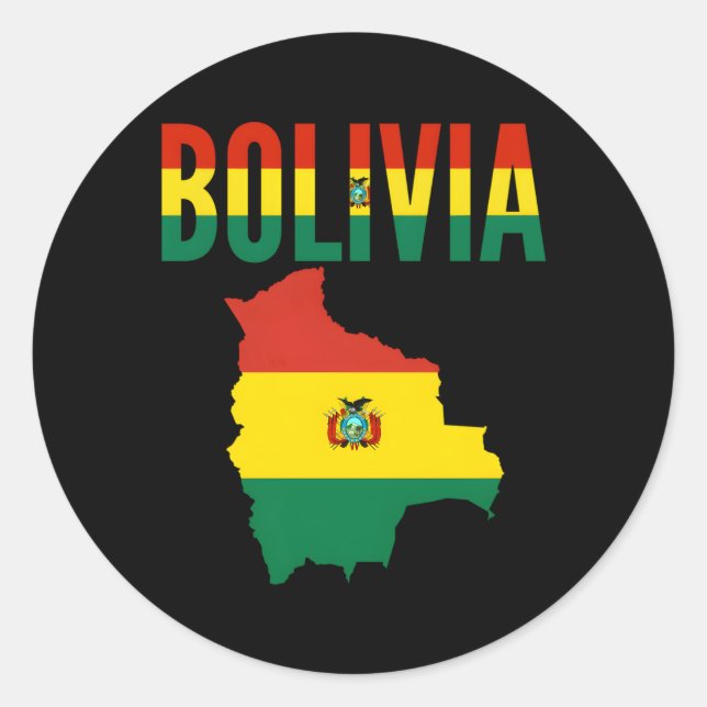 Sticker Rond Drapeau de la carte du pays de Bolivie (Devant)